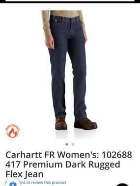 Carhartt Woman's Blue FR 102688 417 Premium Dark Rugged Flex Jeans Sz 12